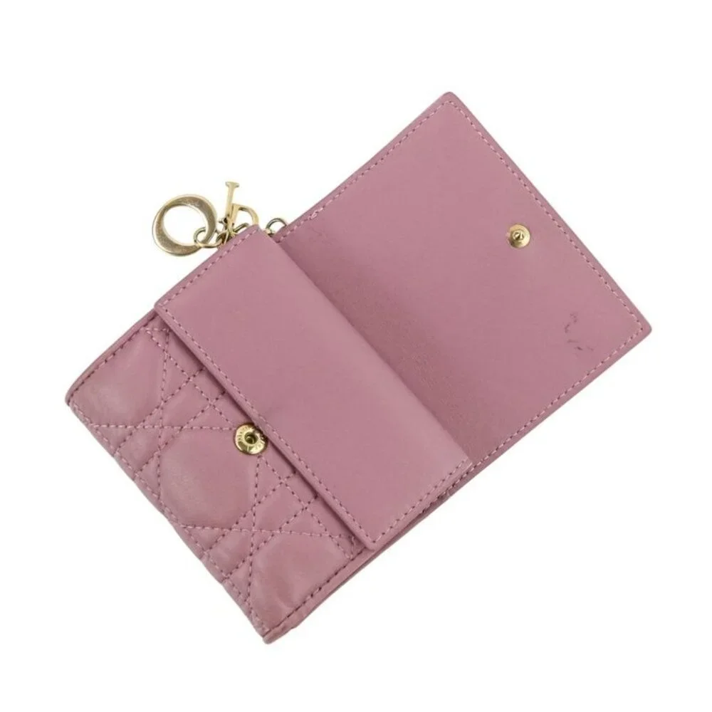 Christian Dior Lady Dior Canaje Lotus Wallet Trifold Wallet Lavender